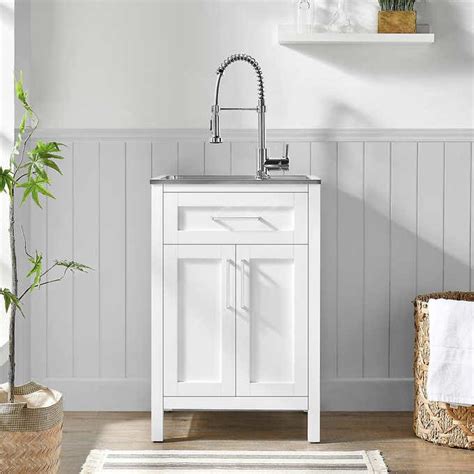 stainless steel utility sink with black cabinet|24 inch laundry sink cabinets.